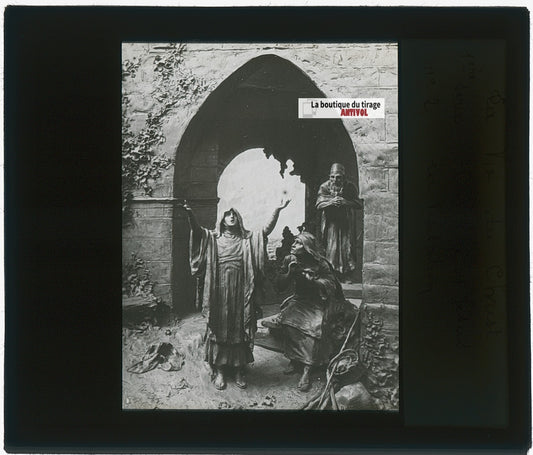 Naissance de Jésus, photo plaque verre, noir & blanc, positif 8,5x10 cm