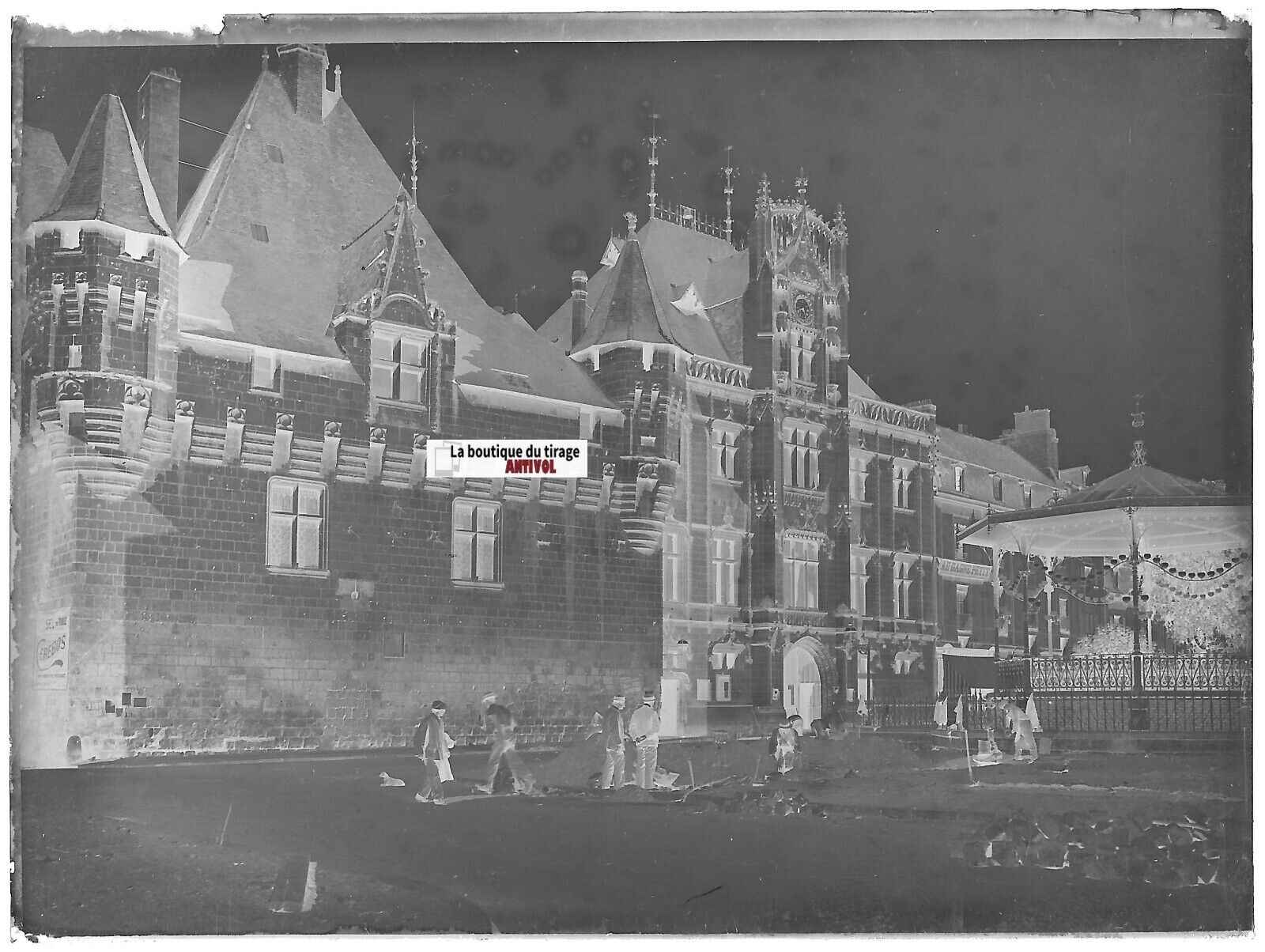 Saumur, Hôtel de Ville, Plaque verre photo, négatif noir & blanc 9x12 cm