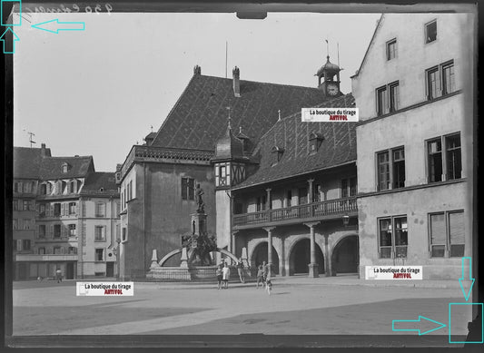 Plaque verre photo ancienne négatif noir et blanc 13x18 cm Colmar douane vintage