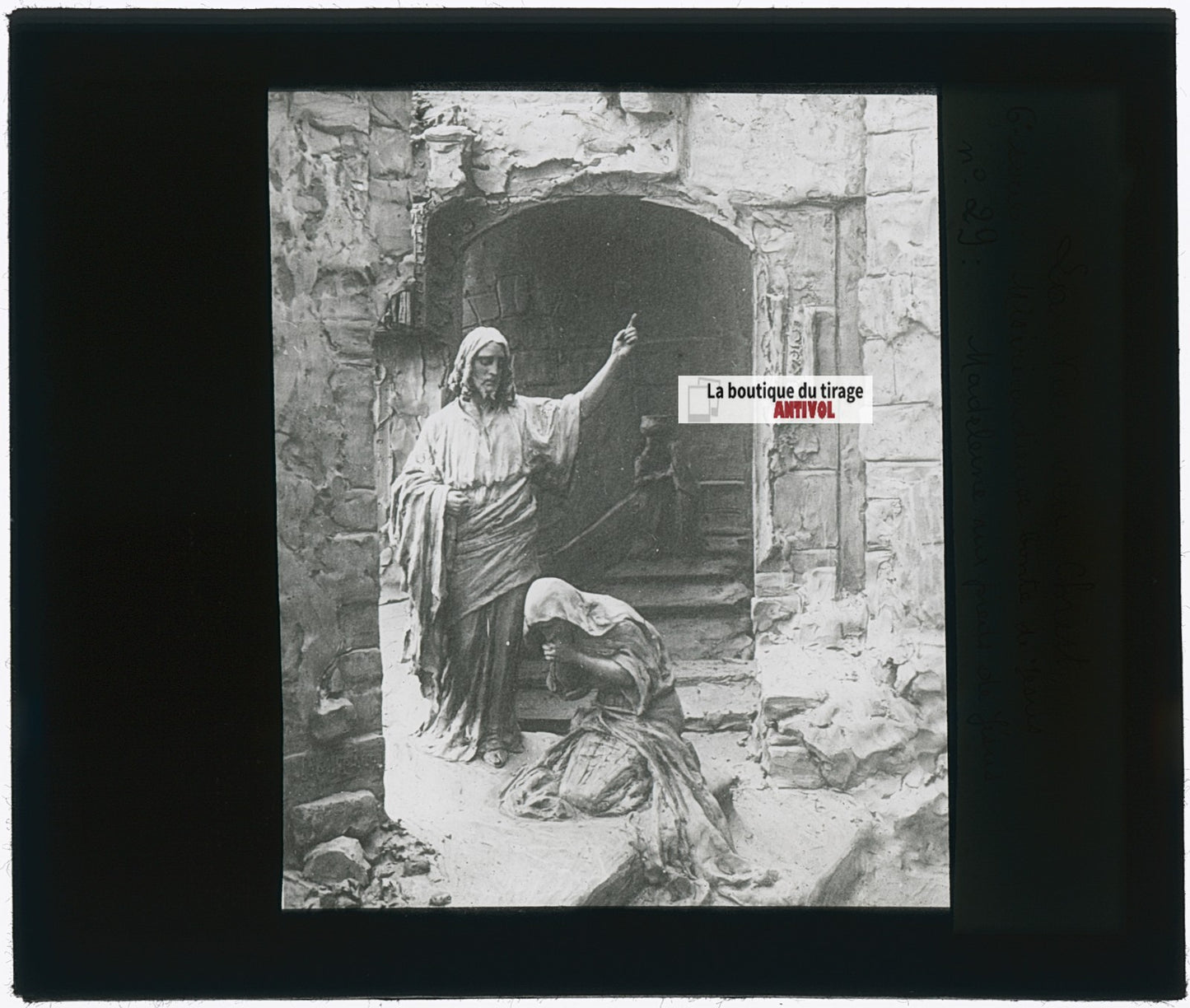 Vie du Christ, Madeleine, photo plaque verre, noir & blanc, positif 8,5x10 cm