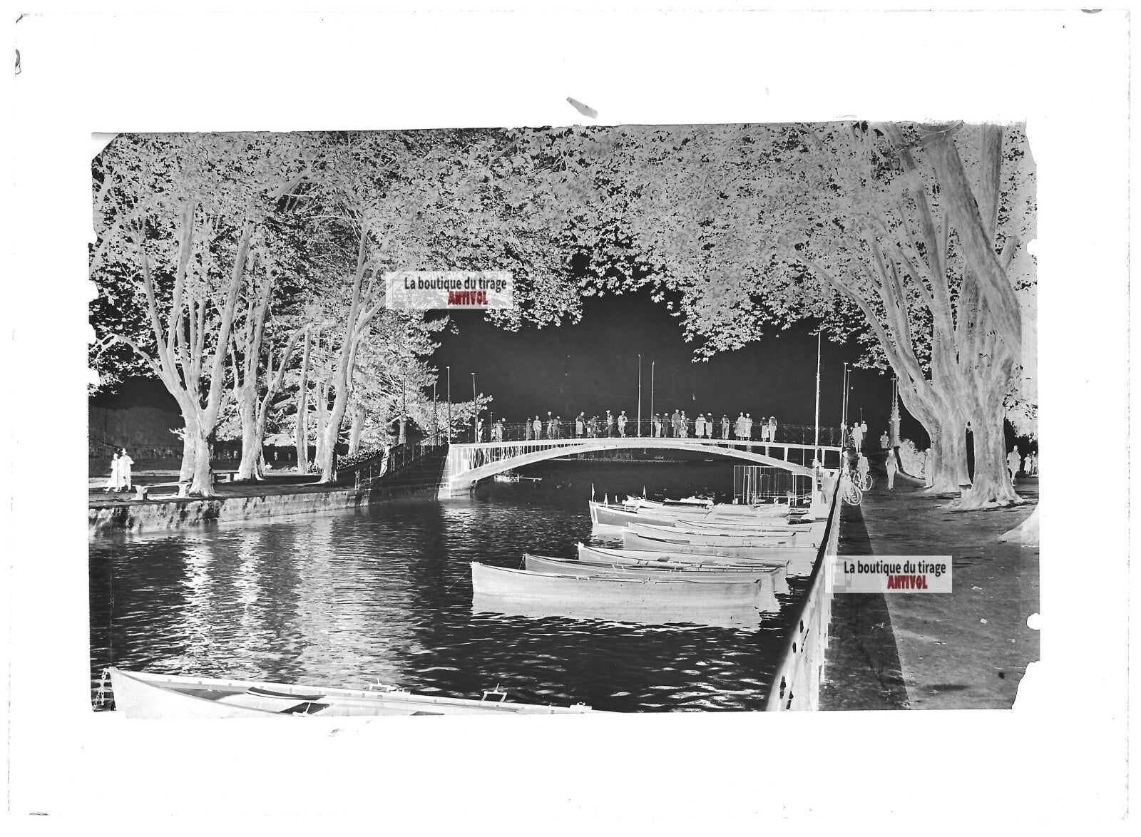 Plaque de verre photo négatif noir et blanc 13x18 cm Annecy pont Amours CPA
