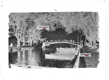 Plaque de verre photo négatif noir et blanc 13x18 cm Annecy pont Amours CPA