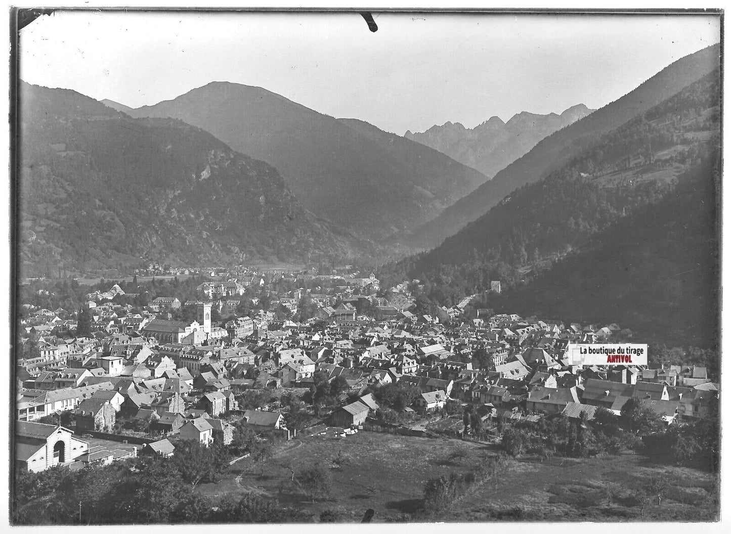 Plaque verre photo ancienne positif noir et blanc 13x18 cm Luchon Pyrénées