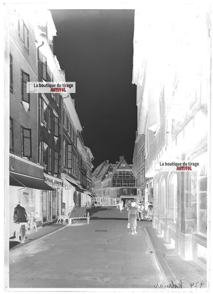 Plaque verre photo ancienne négatif noir et blanc 13x18 cm Colmar vintage ville