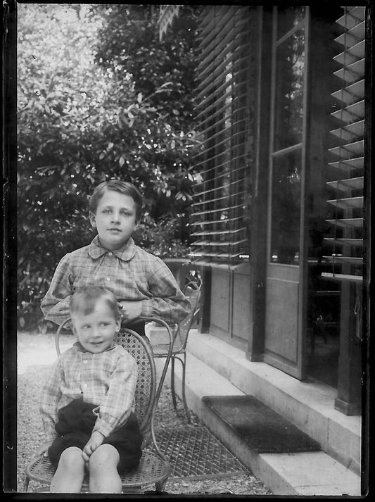 Plaque verre photo négatif noir et blanc 6x9 cm enfant portrait antiquité