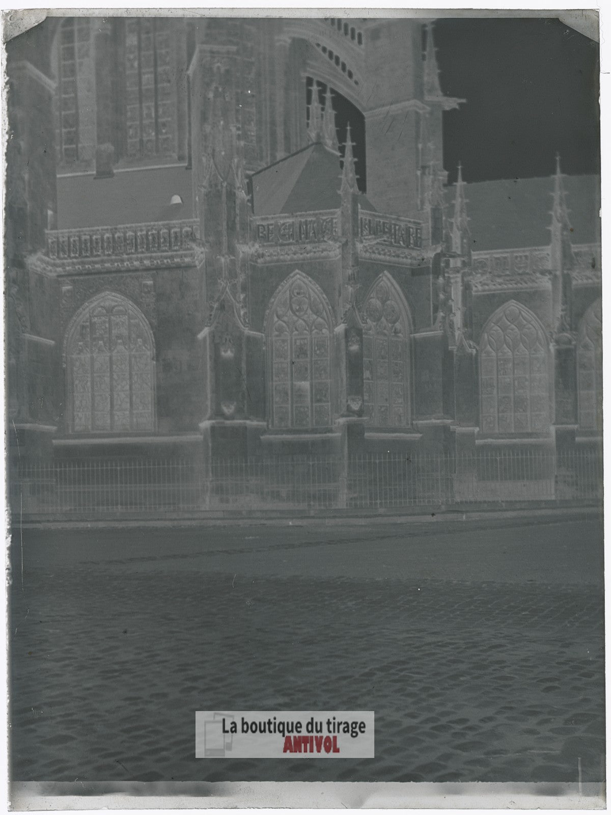 La Ferté-Bernard, église France, plaque verre, photo ancienne, négatif 9x12 cm
