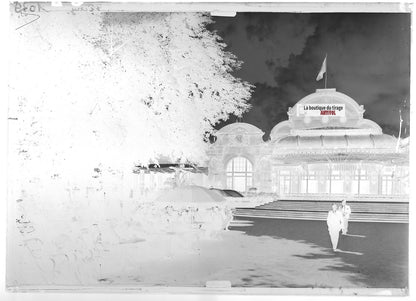 Plaque verre photo ancienne négatif noir et blanc 13x18 cm casino de Vichy