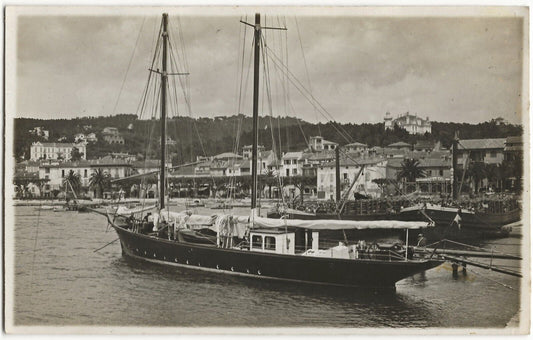 Sainte-Maxime, le Port, photographie ancienne, noir & blanc, papier 8,5x13,5 cm