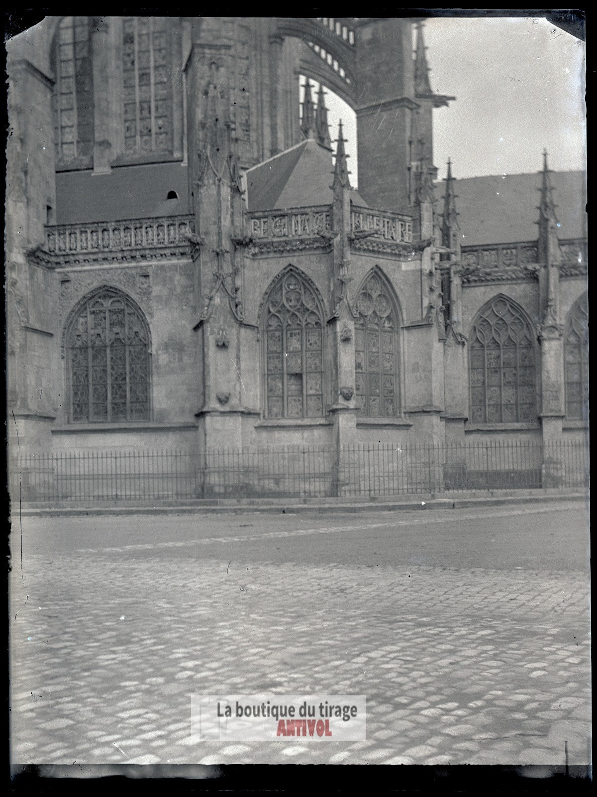 La Ferté-Bernard, église France, plaque verre, photo ancienne, négatif 9x12 cm