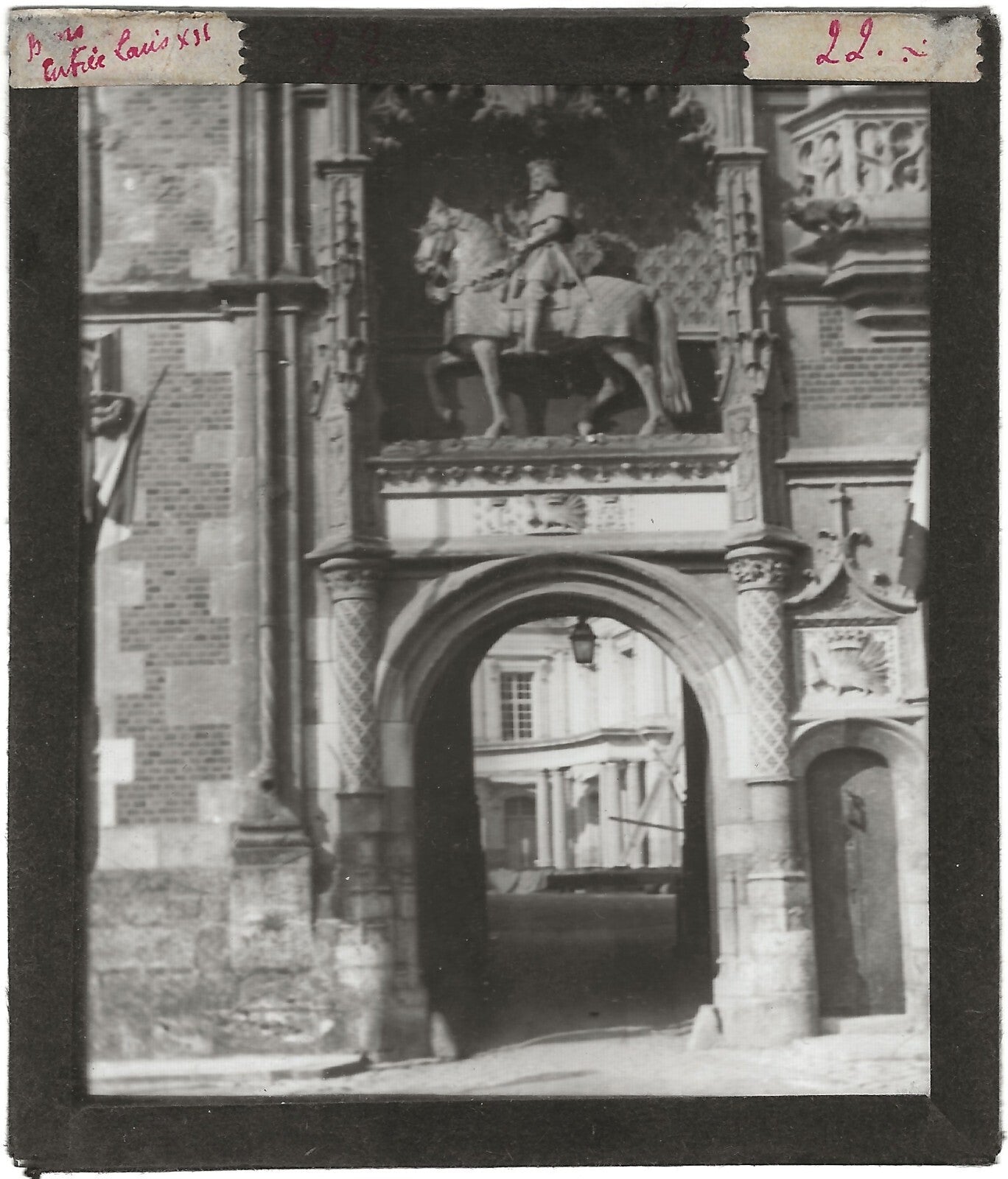 Blois, Porte Louis XII, photo ancienne plaque de verre, positif 8,5x10 cm