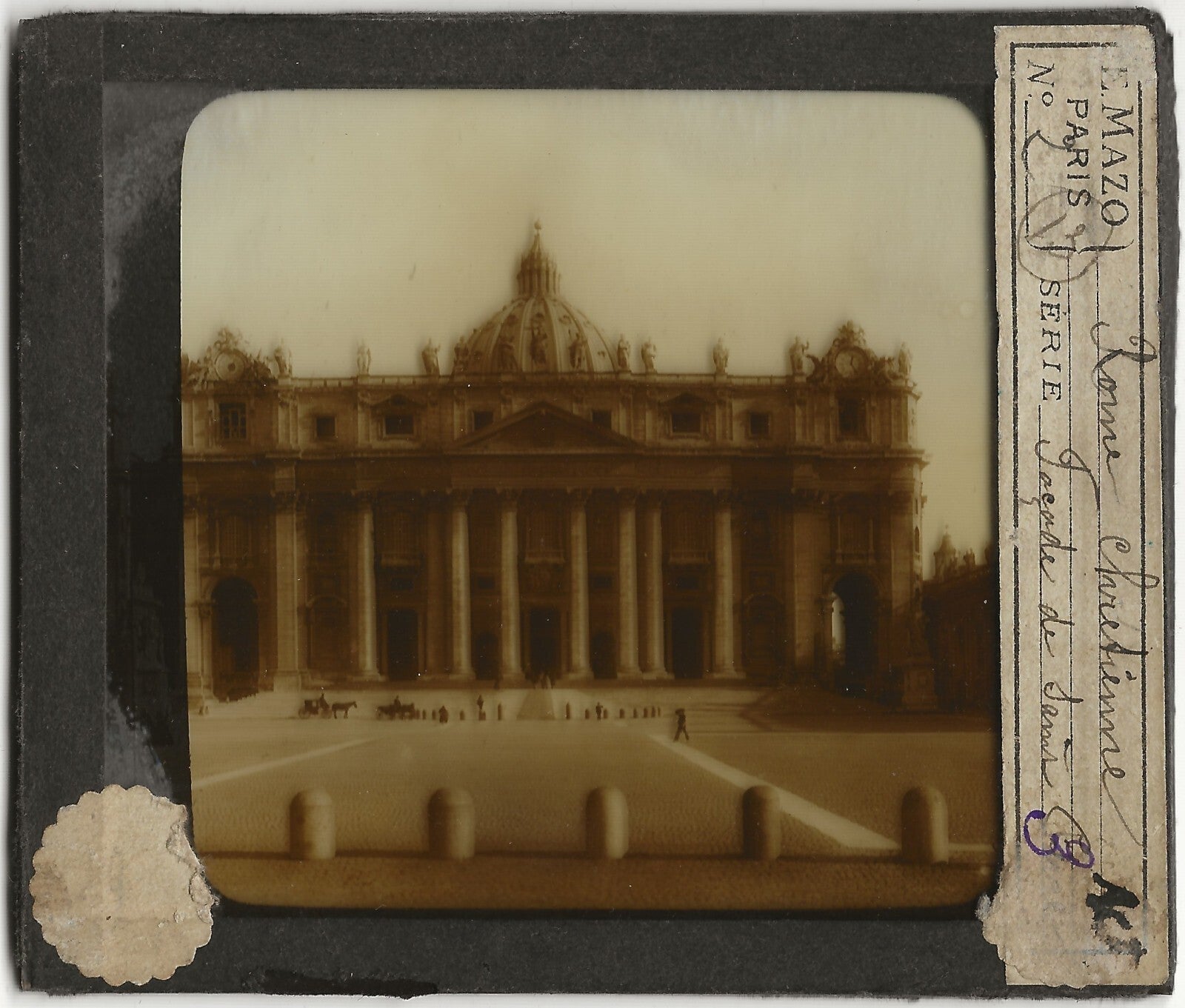 Basilique Saint-Pierre, Rome, photo ancienne plaque verre, positif 8,5x10 cm