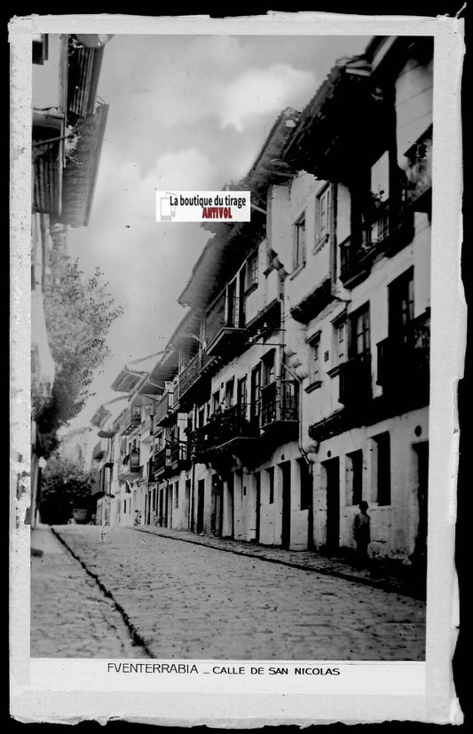 Plaque verre photo vintage négatif noir & blanc 9x14 cm Fuenterrabia 0914114