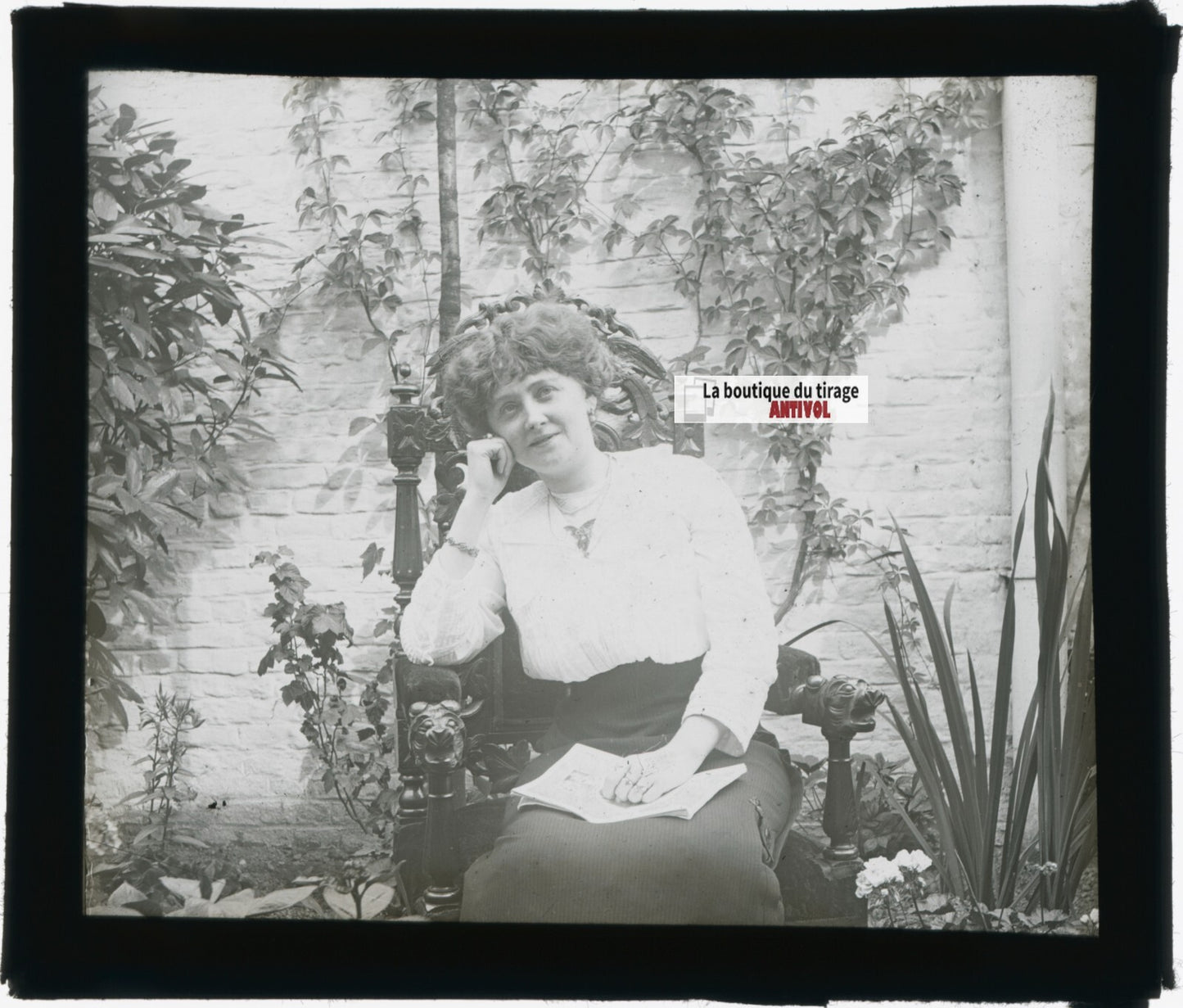 Portrait d’une femme, photo plaque verre, noir & blanc, positif 8,5x10 cm
