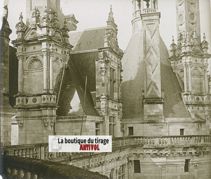 Château de Chambord, plaque verre, photo stéréoscopie, noir & blanc 6x13 cm