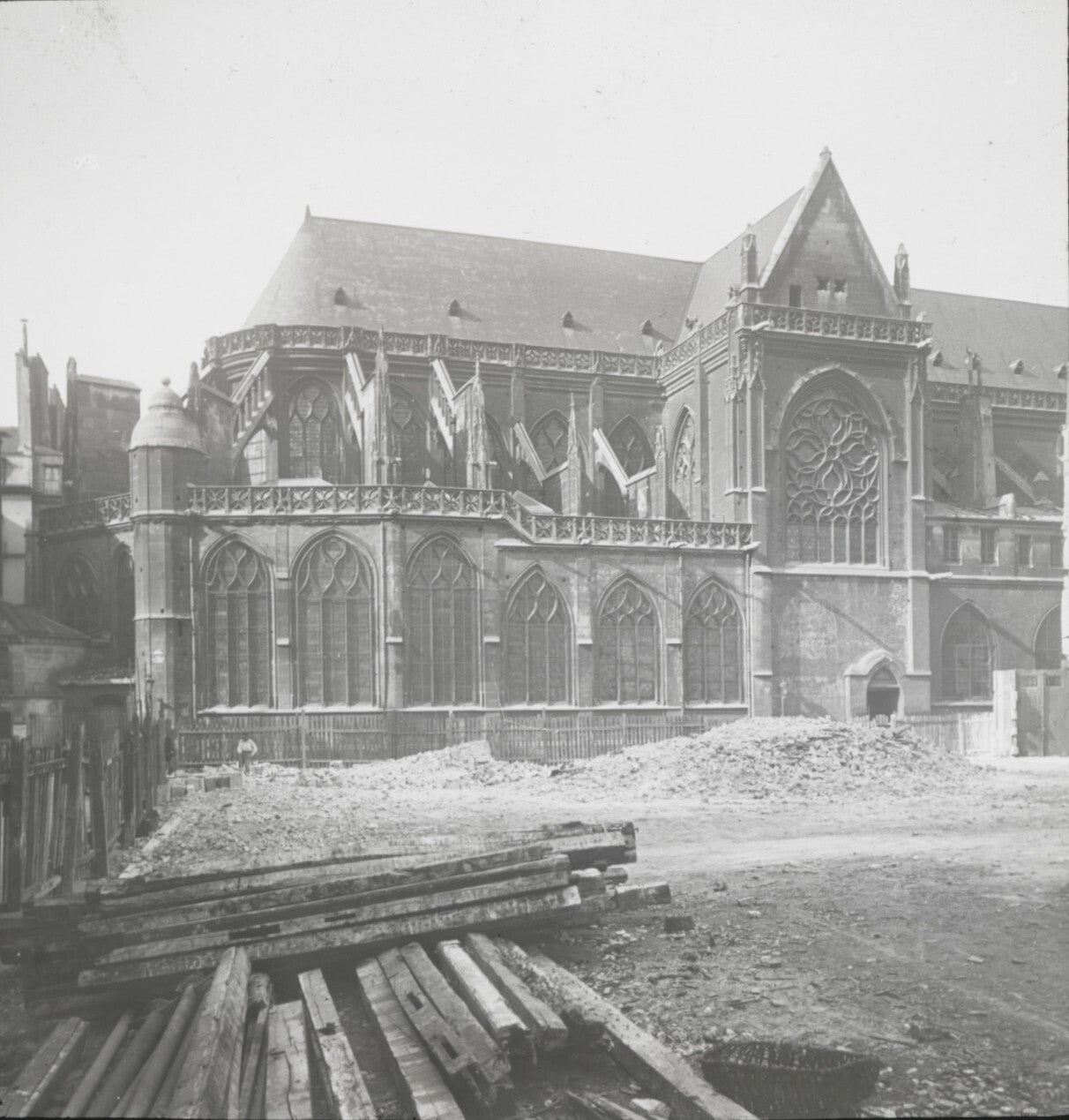 Église Saint-Merri, Paris, photo ancienne plaque verre, positif 8,5x10 cm