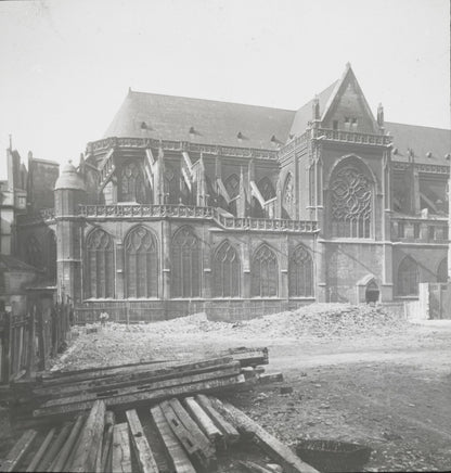 Église Saint-Merri, Paris, photo ancienne plaque verre, positif 8,5x10 cm