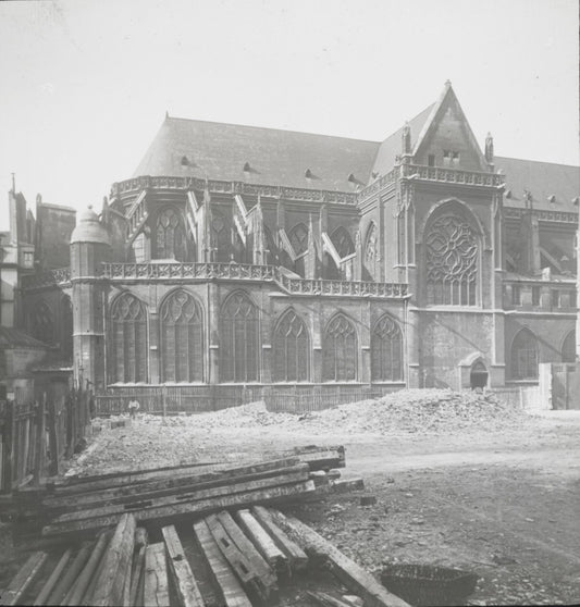 Église Saint-Merri, Paris, photo ancienne plaque verre, positif 8,5x10 cm