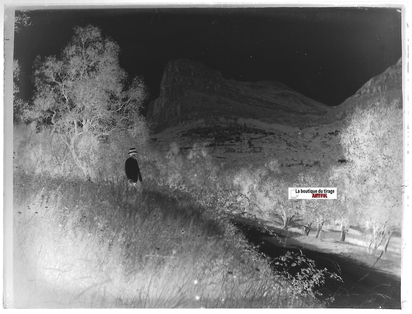 Saint-Jeannet, Provence, Plaque verre photo, négatif noir & blanc 9x12 cm