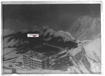 Suisse Rochers de Naye, Plaque verre photo ancienne, négatif noir & blanc 6x9 cm