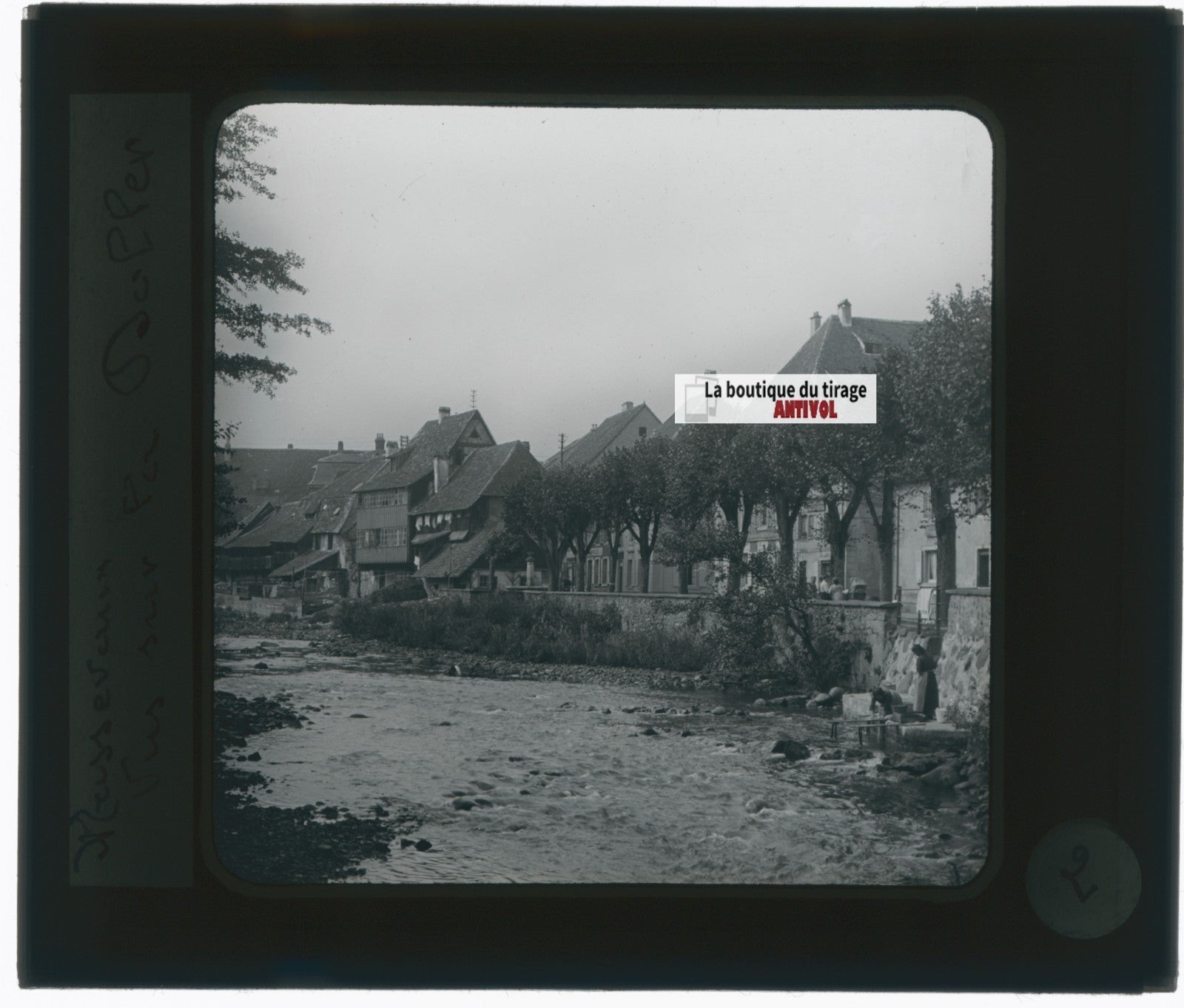 Masevaux et la Doller, photo plaque verre, noir & blanc, positif 8,5x10 cm