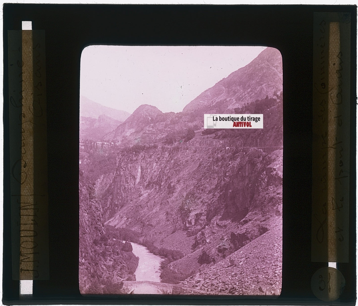 Rampe des Commères, photo J. Moulin, plaque verre, couleur, positif 8,5x10 cm