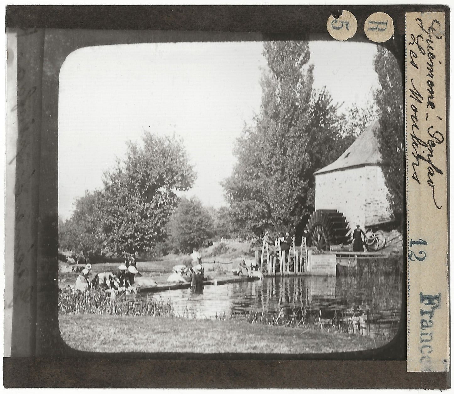 Guémené-Penfao, moulin, photo ancienne plaque de verre, positif 8,5x10 cm
