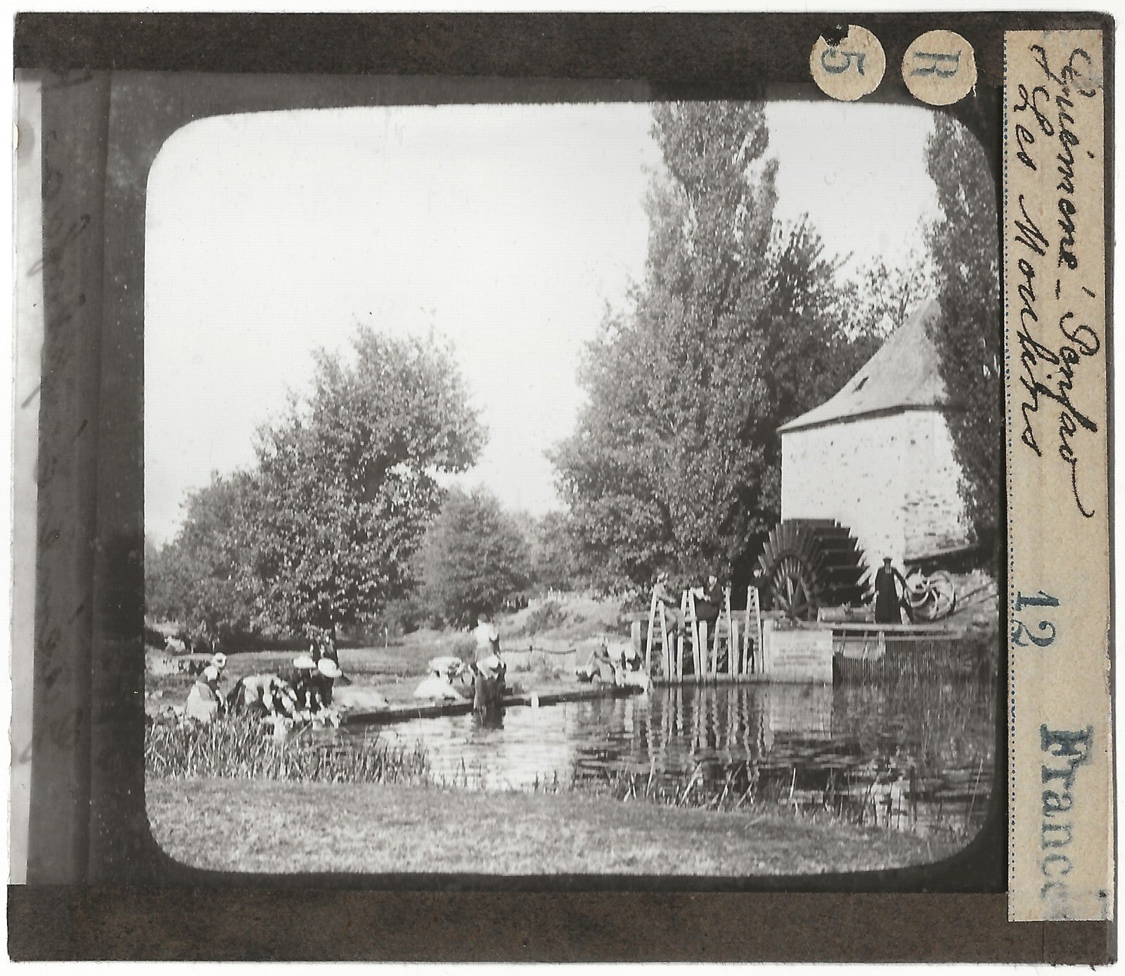 Guémené-Penfao, moulin, photo ancienne plaque de verre, positif 8,5x10 cm