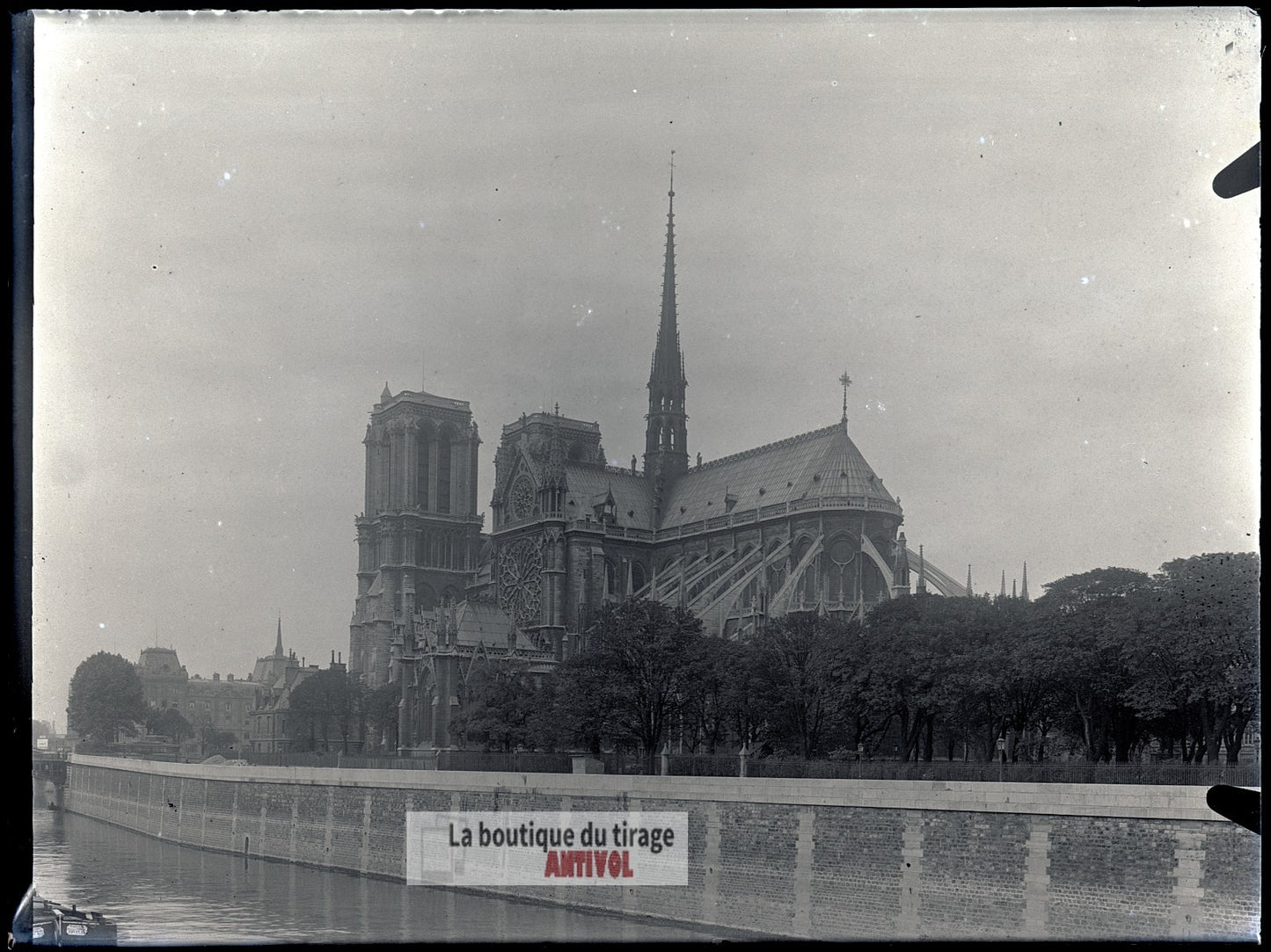 Cathédrale Notre-Dame de Paris, plaque verre, photo ancienne, négatif 9x12 cm