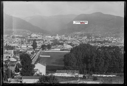 Oyonnax, Plaque verre photo ancienne, négatif noir & blanc 10x15 cm France