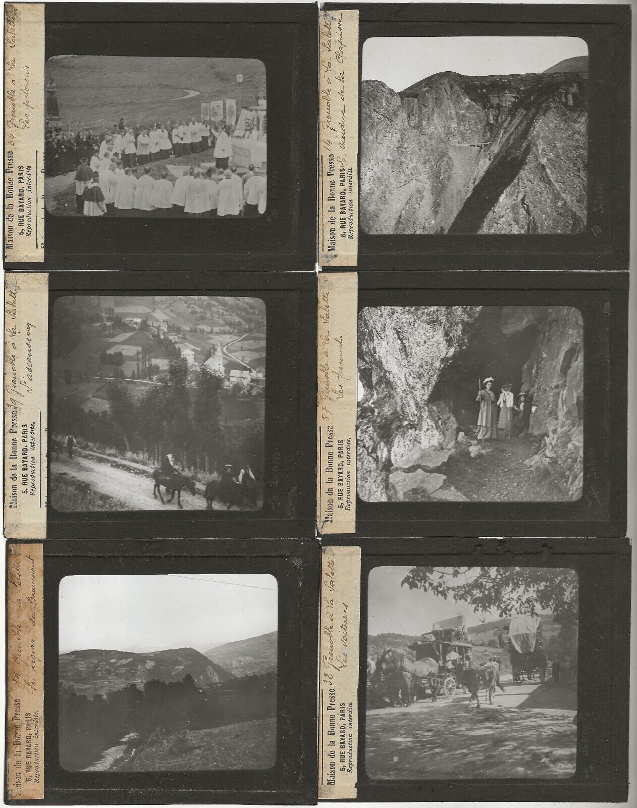 Grenoble, La Salette, voyage, photos plaques de verre, lot 10 positifs 8,5x10 cm