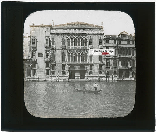 Palais Pisani Moretta, Venise, photo plaque verre, noir & blanc, 8,5x10 cm