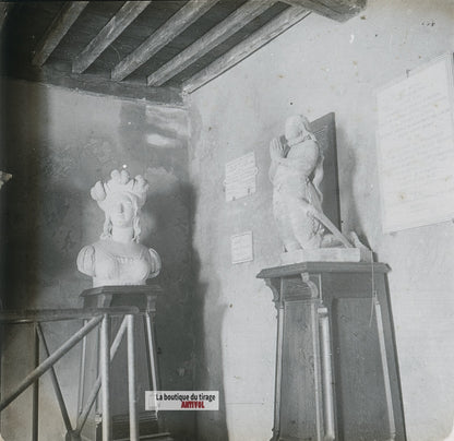 Domrémy-la-Pucelle, maison, plaque verre stéréo, photo ancienne 4,5x10,7 cm