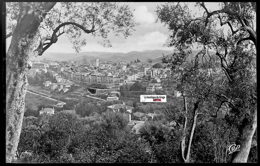 Plaque verre photo ancienne, négatif noir & blanc 9x14 cm, Vence, tirage papier