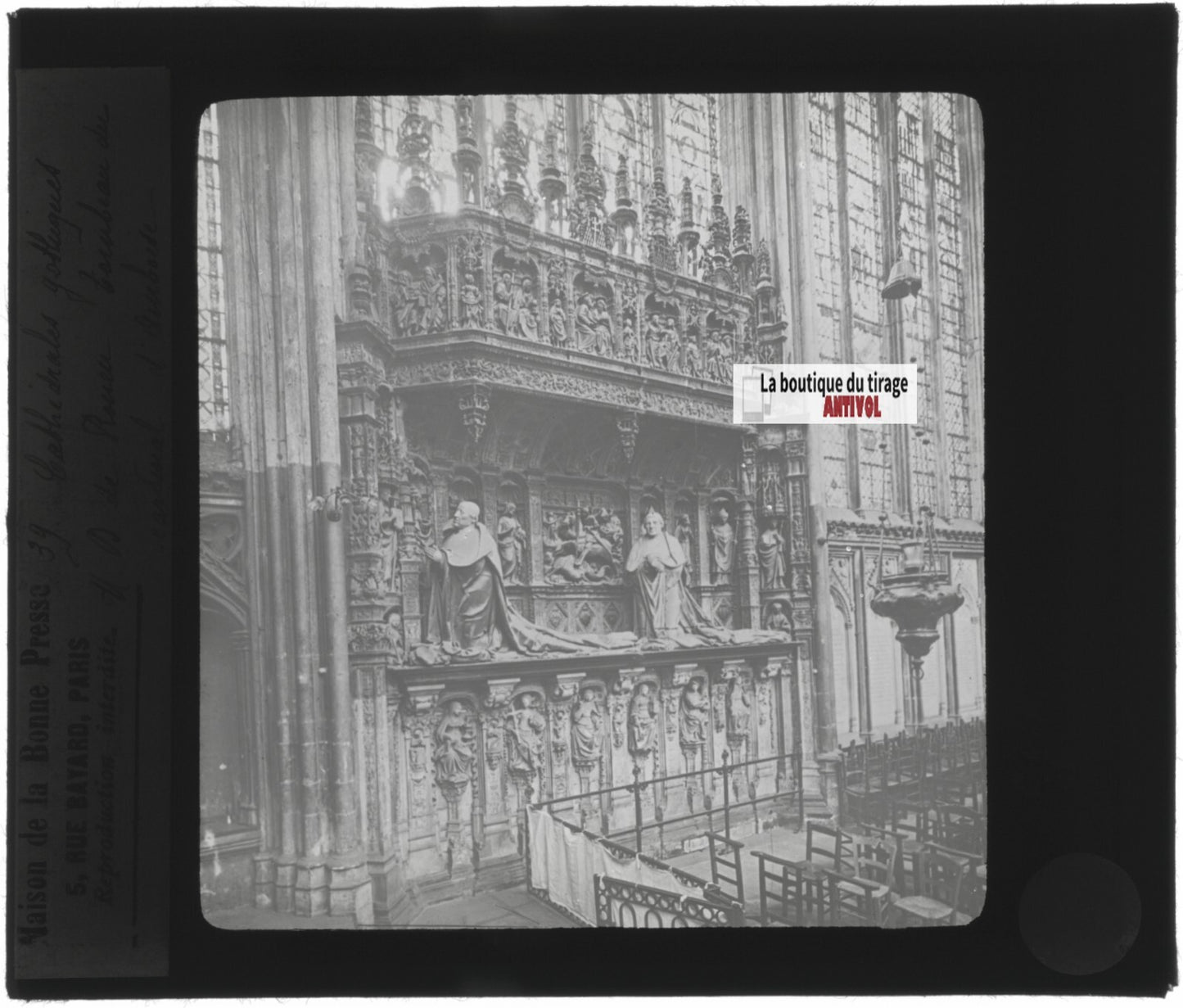 Tombeau des cardinaux d'Amboise, Rouen, photo plaque verre, positif 8,5x10 cm