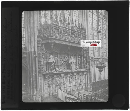Tombeau des cardinaux d'Amboise, Rouen, photo plaque verre, positif 8,5x10 cm