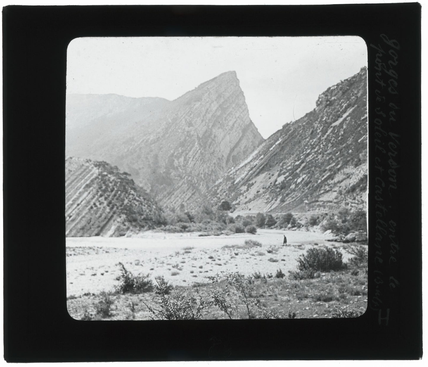 Gorges du Verdon, paysage, photo ancienne plaque de verre, positif 8,5x10 cm