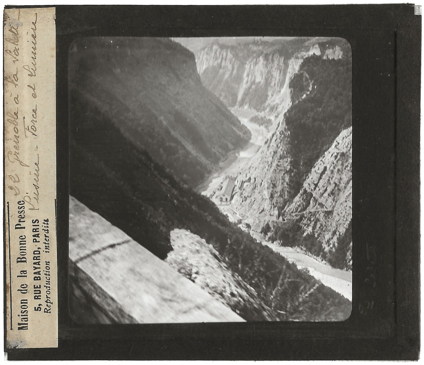 L'usine Force et Lumière, photo ancienne plaque verre, positif 8,5x10 cm