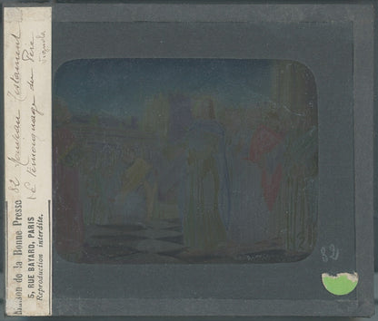 Le témoignage du Père, Jésus, dessin, plaque verre ancienne, couleur 8,5x10 cm