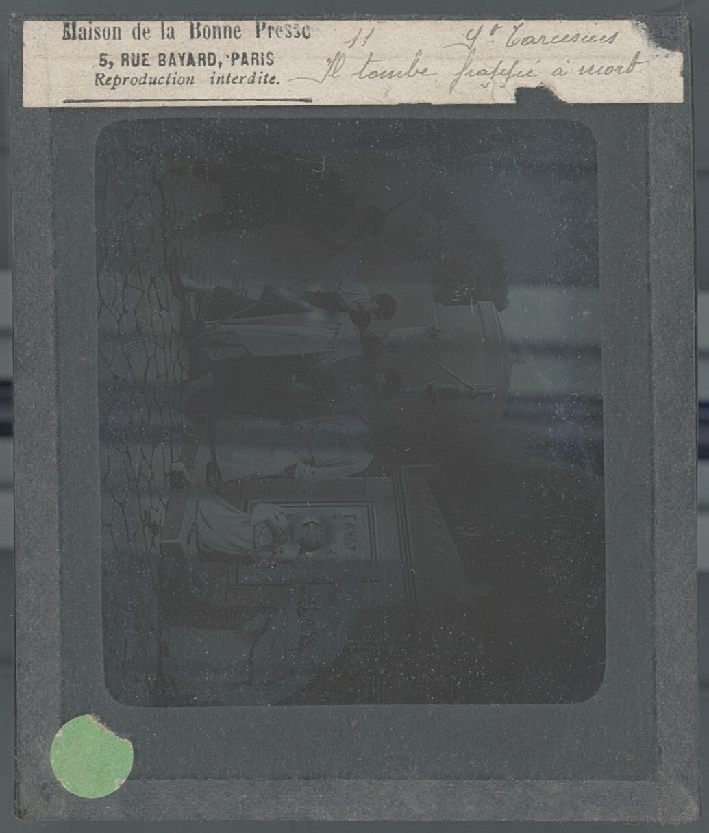 Tarcisius de Rome, Italie, dessin, photo plaque de verre, positif 8,5x10 cm