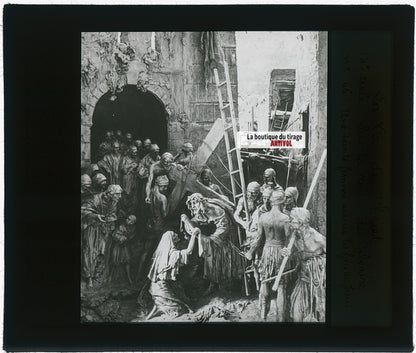 Véronique essuie le visage, photo plaque verre, noir & blanc, 8,5x10 cm