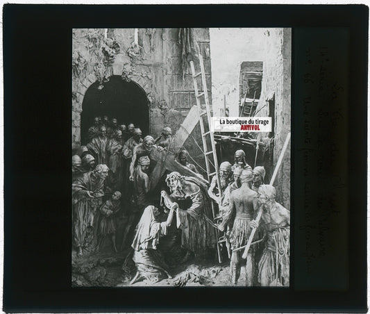 Véronique essuie le visage, photo plaque verre, noir & blanc, 8,5x10 cm