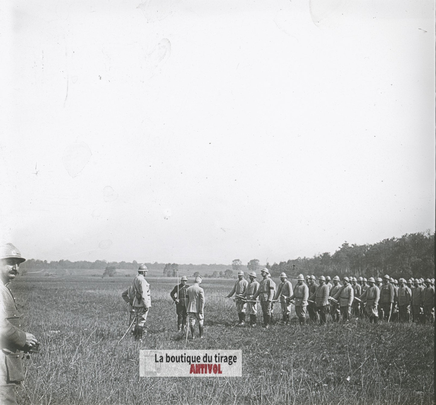 Soldats, troupe, guerre WW1, plaque verre photo ancienne stéréo 6x13 cm