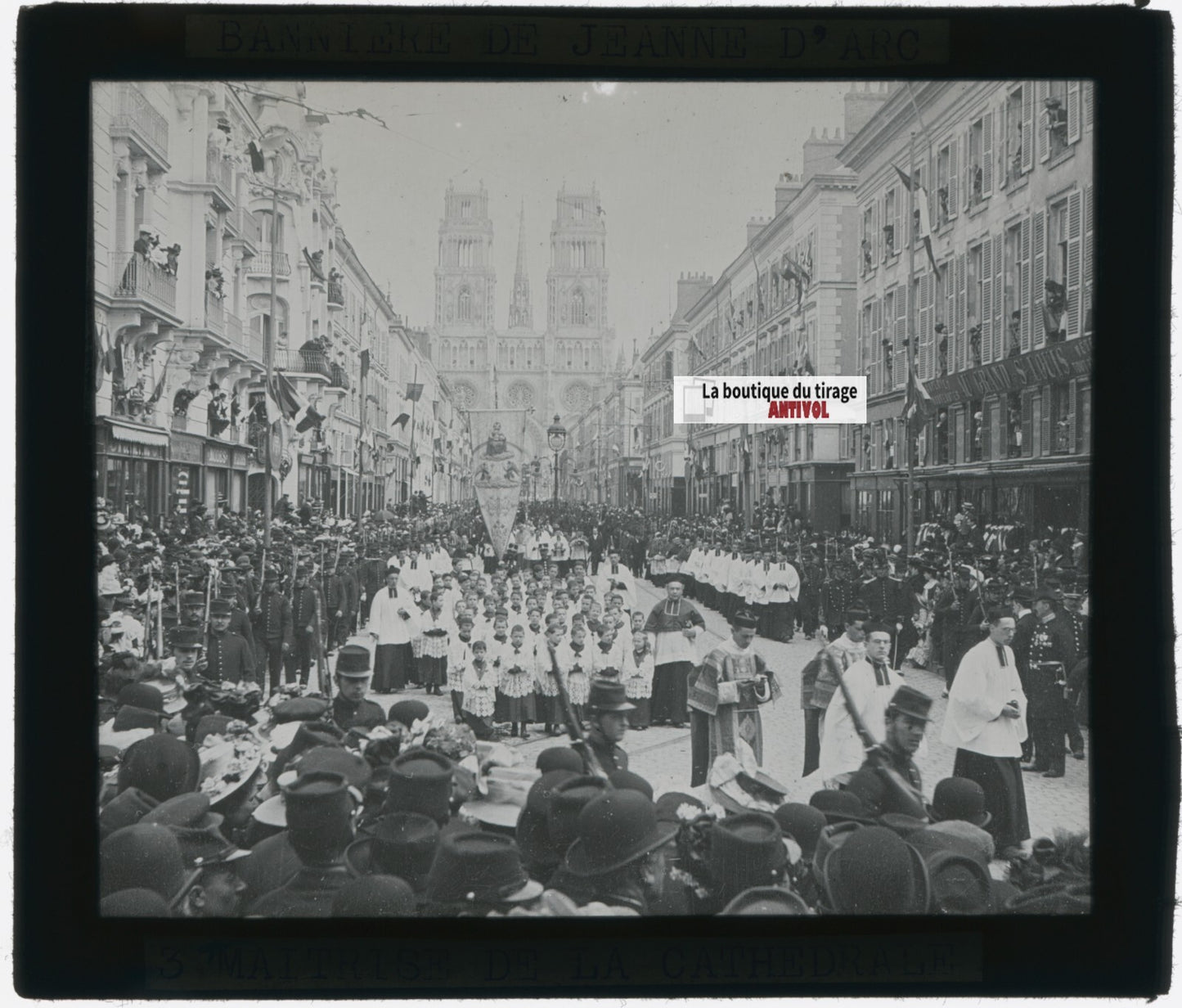 Jeanne d’Arc, Orléans, photo plaque verre, noir & blanc, positif 8,5x10 cm