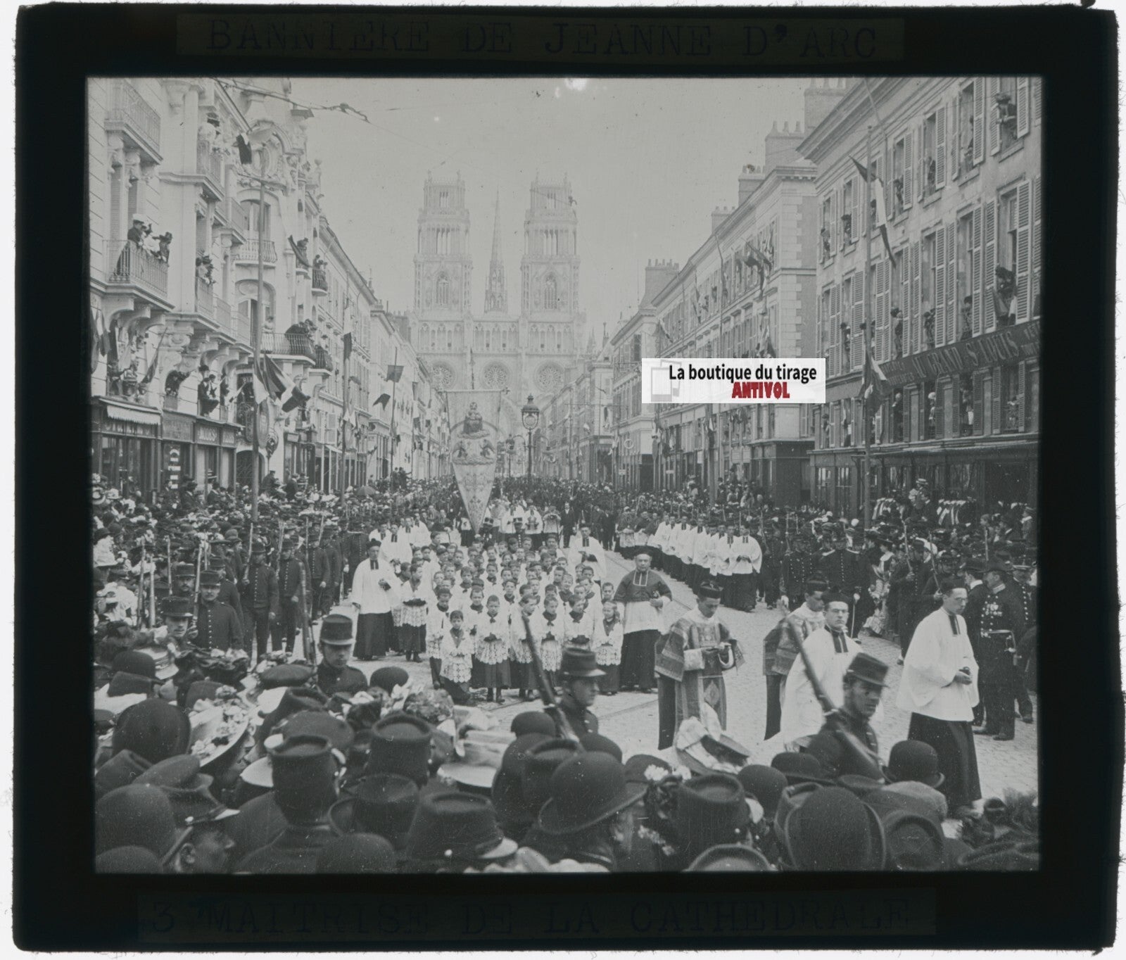 Jeanne d’Arc, Orléans, photo plaque verre, noir & blanc, positif 8,5x10 cm