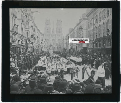 Jeanne d’Arc, Orléans, photo plaque verre, noir & blanc, positif 8,5x10 cm