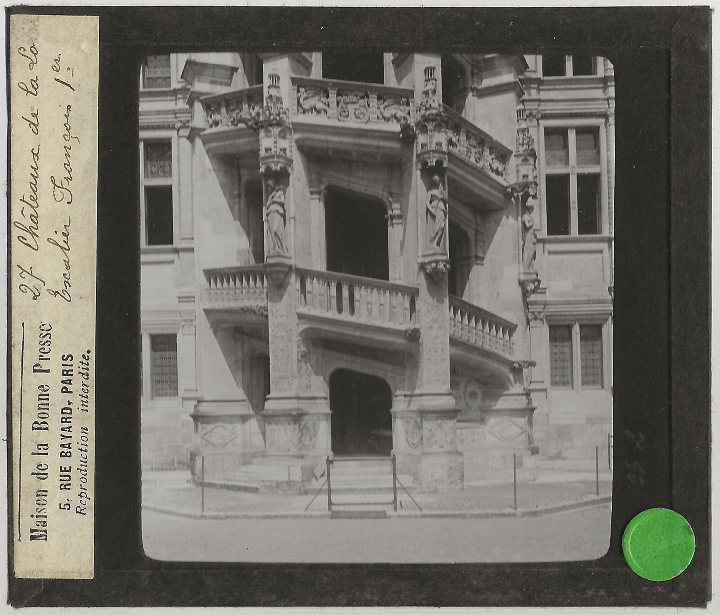 Château Royal de Blois, photo ancienne plaque de verre, positif 8,5x10 cm