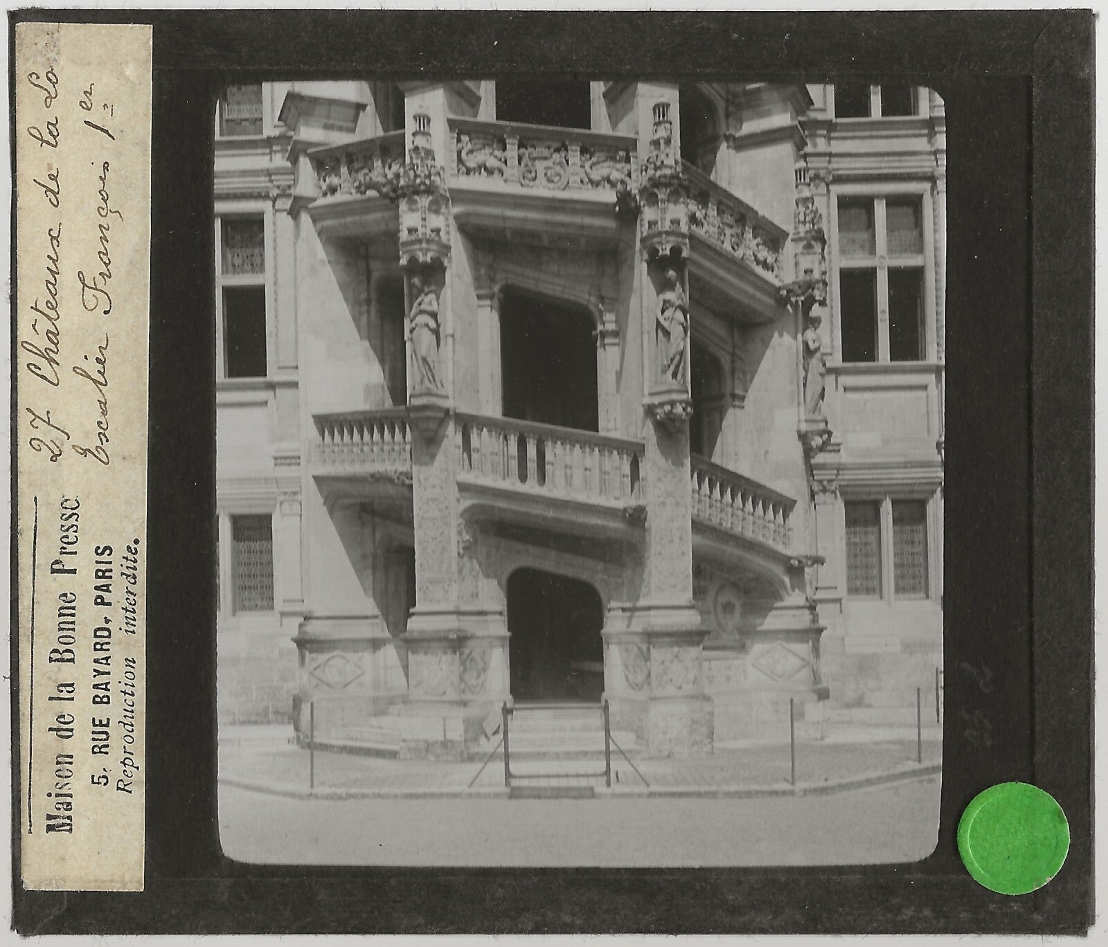 Château Royal de Blois, photo ancienne plaque de verre, positif 8,5x10 cm