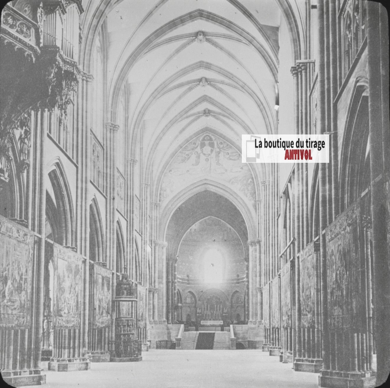 Cathédrale Notre-Dame de Strasbourg, photo plaque verre, positif 8,5x10 cm