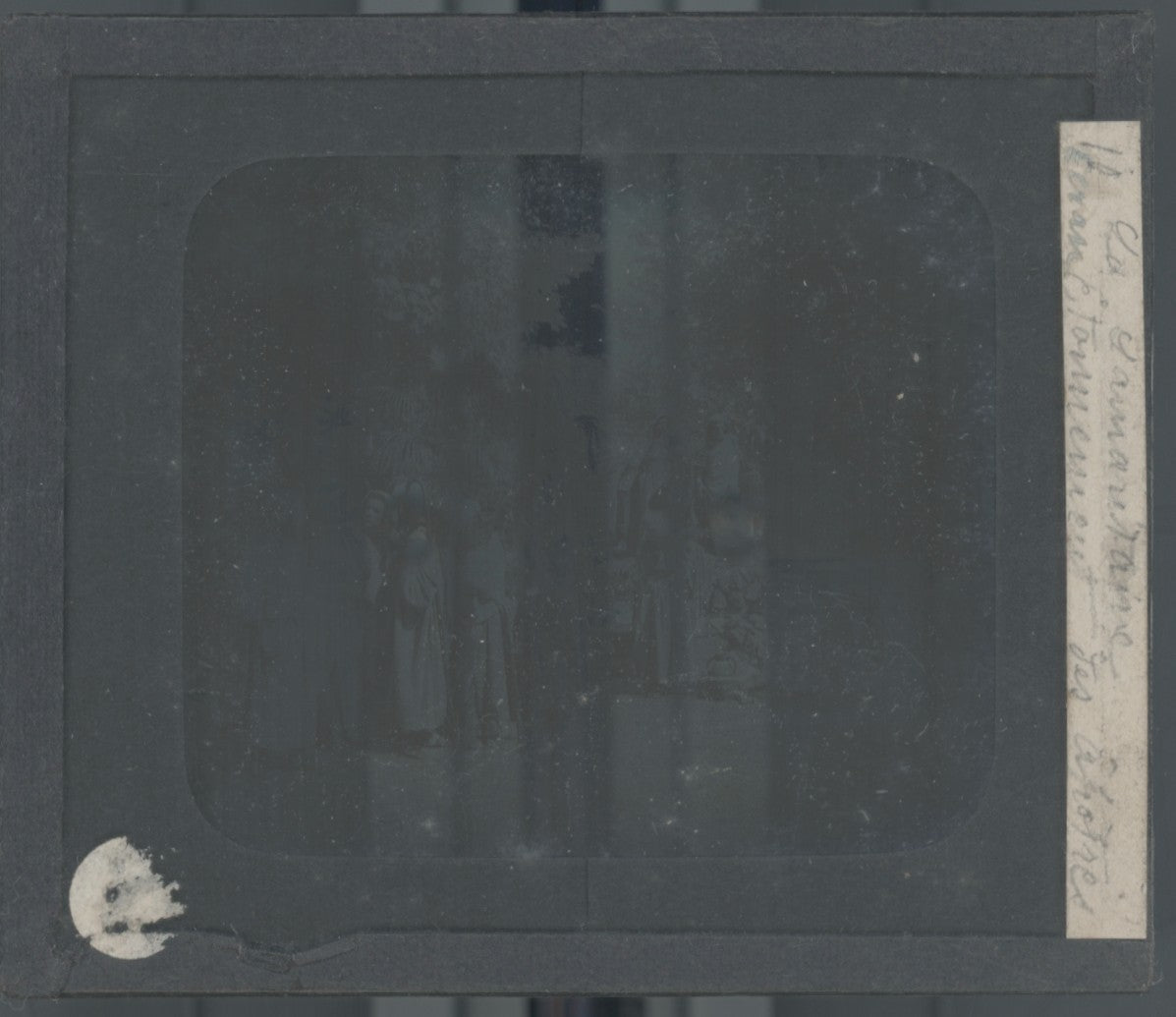 Samaritaine au puits, photo plaque verre, noir & blanc, positif 8,5x10 cm