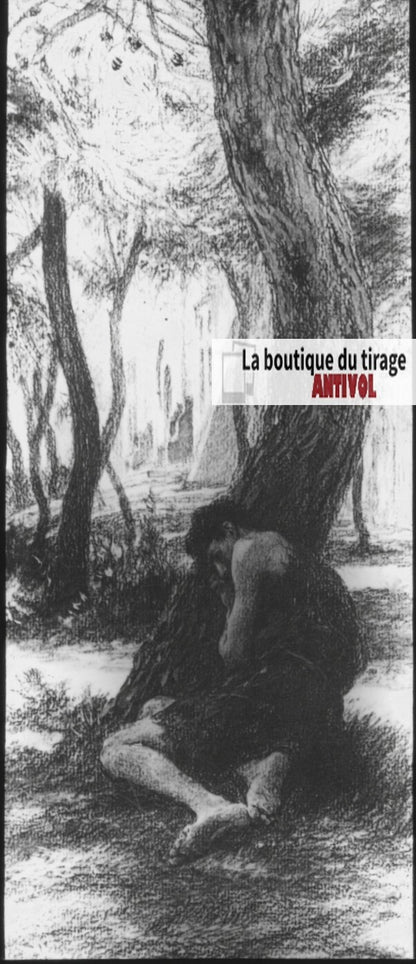 Luc, scène religieuse, dessin peinture plaque de verre, positif 8,5x10 cm